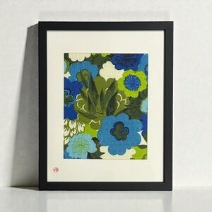 Floral Fabric Artwork in Black Frame